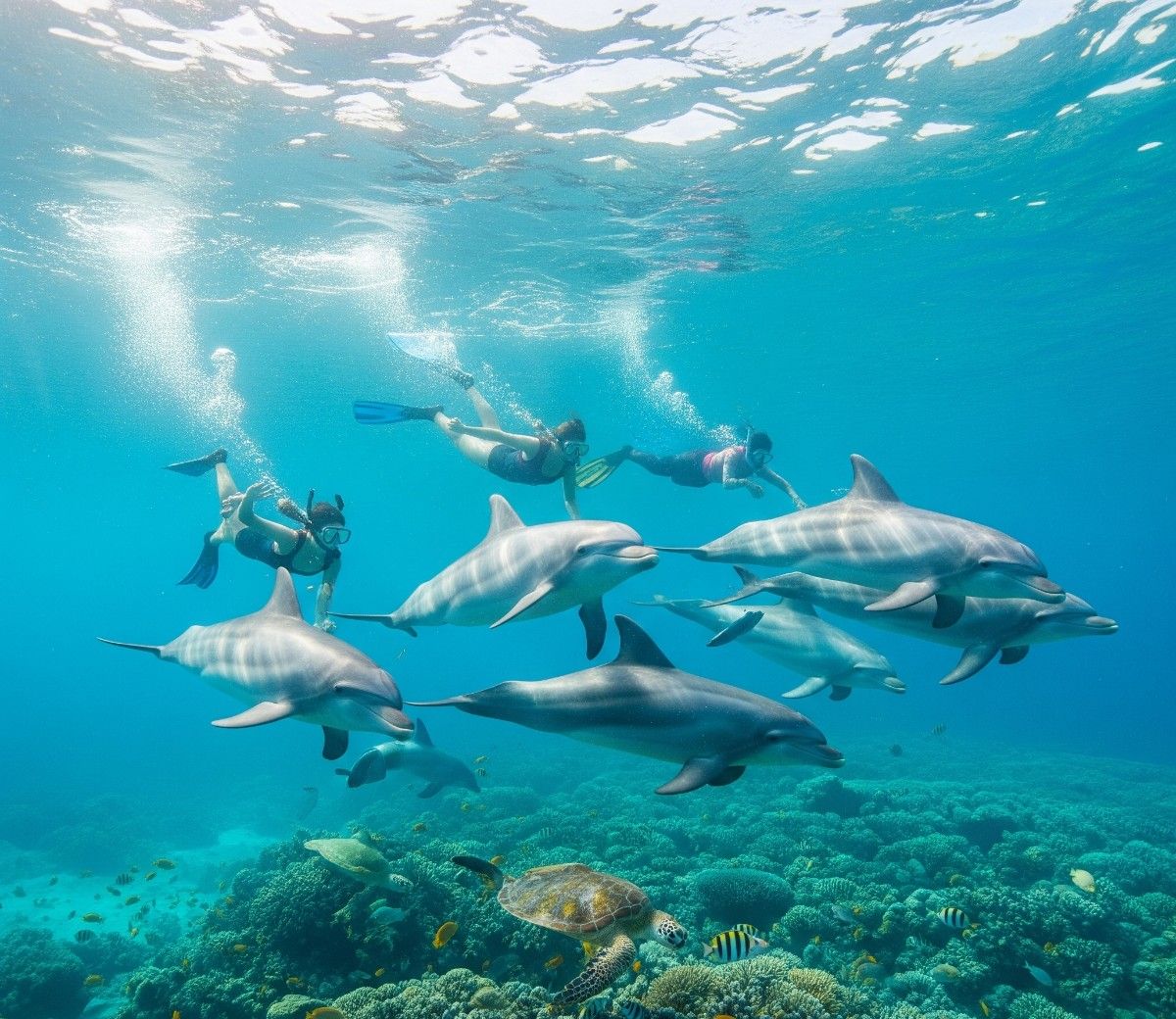 Swimming with dolphins